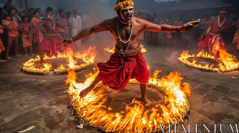 Fiery Dance Performance - Traditional Costume, Skillful Movements AI Image