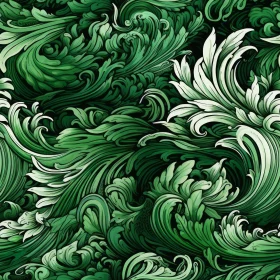 Green and White Leaves Seamless Pattern