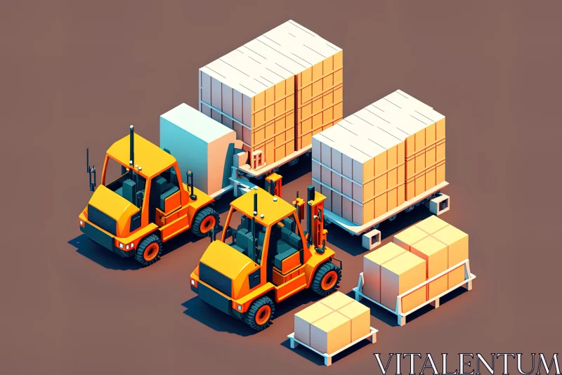 AI ART Meticulously Crafted Isometric Game of Forklifts and Boxes with Stunning Realism