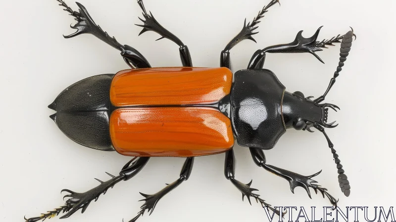 AI ART Orange Beetle with Shiny Exoskeleton