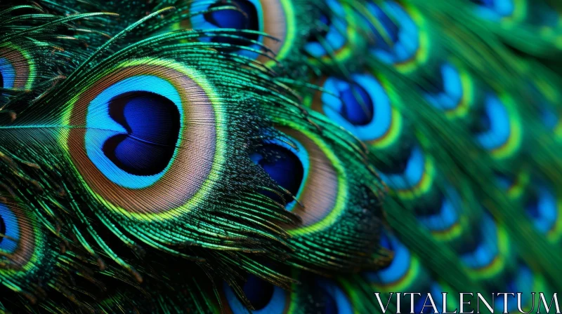 Peacock Feathers Close-Up: Vibrant Nature Beauty AI Image