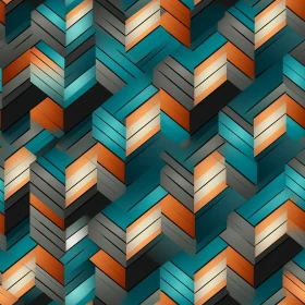 Seamless Geometric Herringbone Pattern in Teal, Orange, and Gray