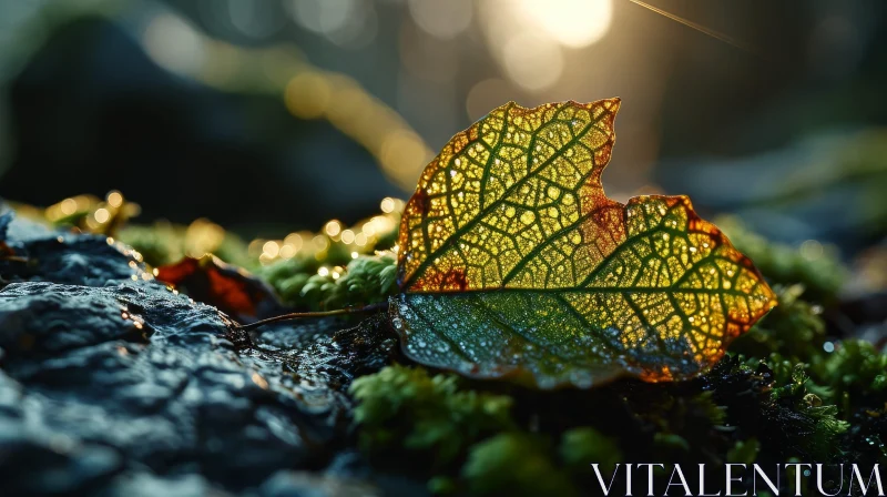Sunlit Leaf on Forest Floor AI Image