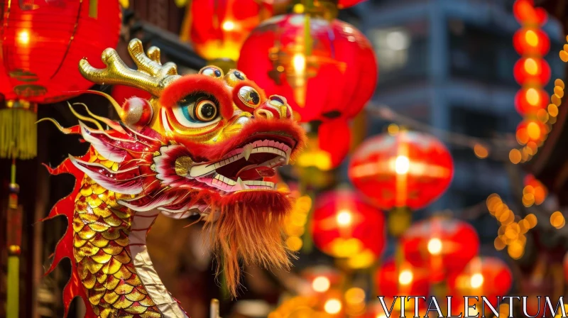 Traditional Chinese Dragon Puppet: A Symbol of Chinese New Year AI Image