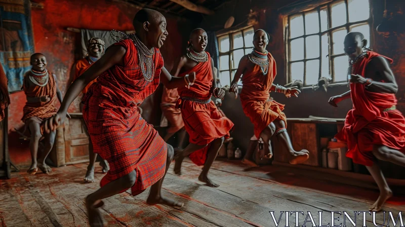 AI ART African Traditional Dance in Mud Hut - Cultural Celebration