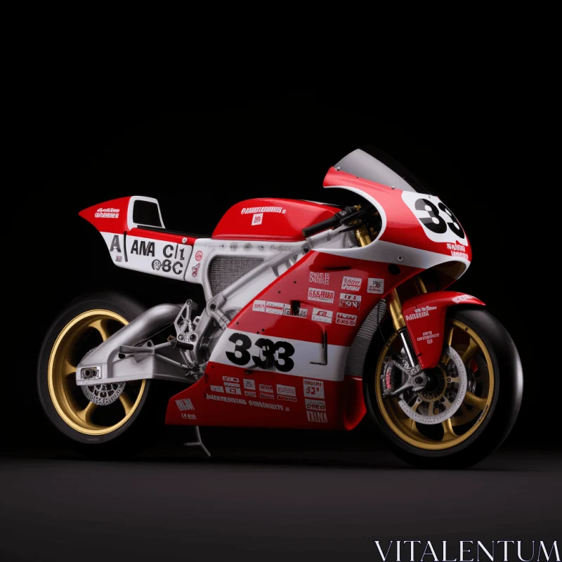 Bold Racing Motorcycle Artwork on Dark Background AI Image