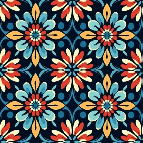 Colorful Floral Tiles Pattern for Design Projects