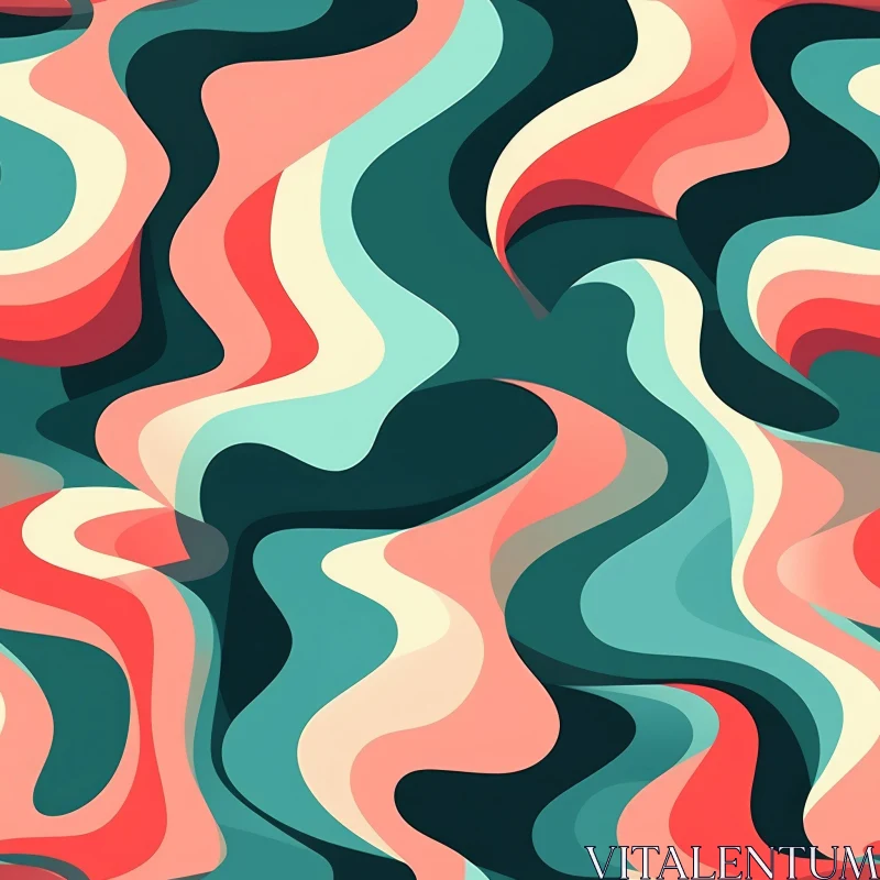 Colorful Waves Seamless Pattern - Abstract Design AI Image