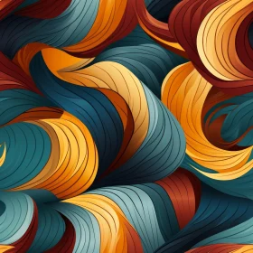 Dynamic Abstract Wavy Pattern in Blue, Green, Orange & Red