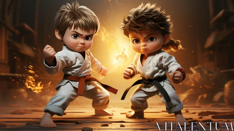 Dynamic Karate Boys in Action AI Image