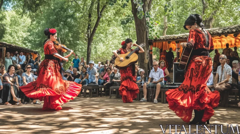 Enchanting Flamenco Dance in a Forest - Captivating Performance AI Image