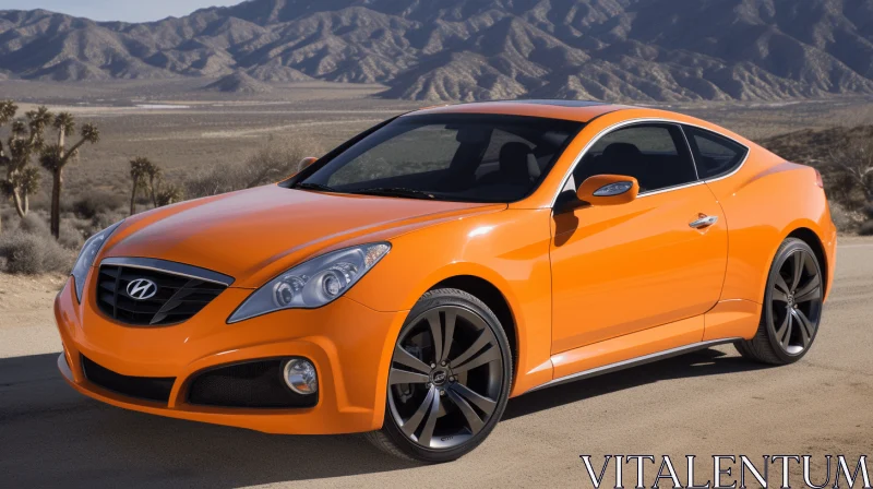 Orange Hyundai Cspec Sports Car with Elaborate Architecture AI Image