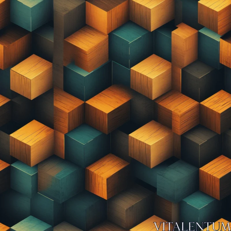 Warm Wooden Cubes Seamless Pattern for Backgrounds AI Image