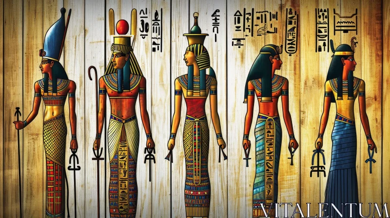 AI ART Ancient Egyptian Gods: Osiris, Anubis, Isis, Nephthys, and Horus