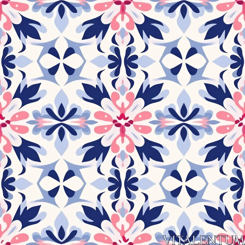 Elegant Floral Tile Pattern AI Image
