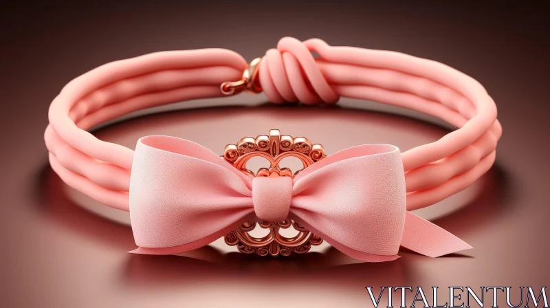 Pink Silk Cord Bracelet with Rose Gold Bow Clasp AI Image