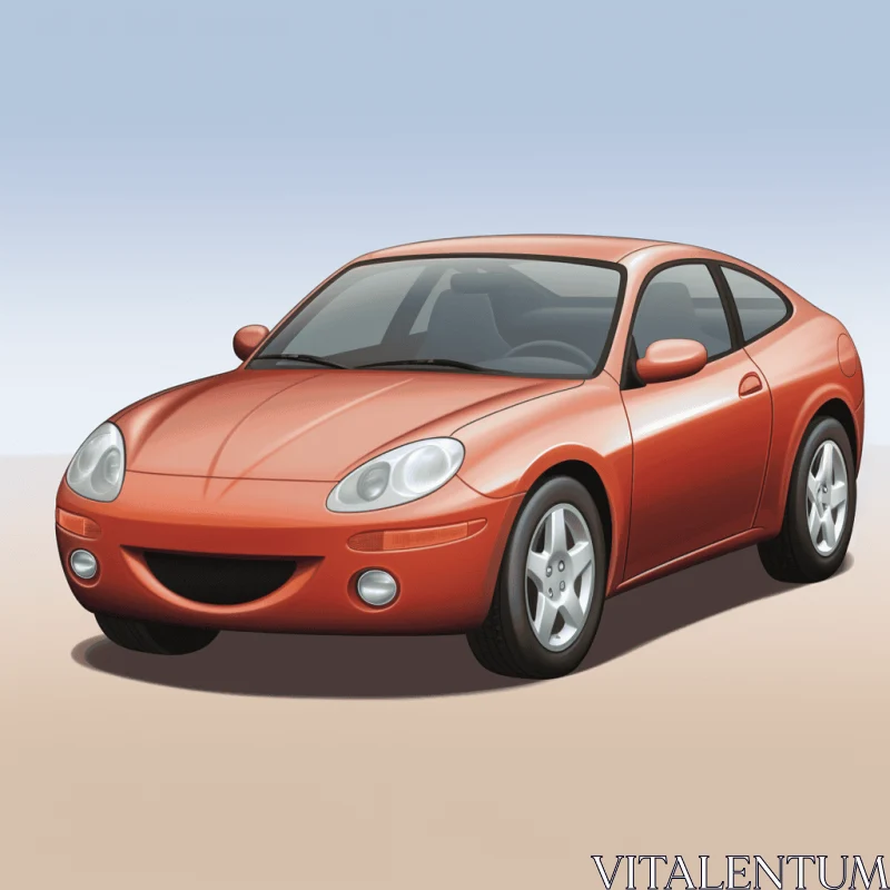 AI ART Small Orange Car on Blue Background | Realistic Hyper-Detailed Artwork