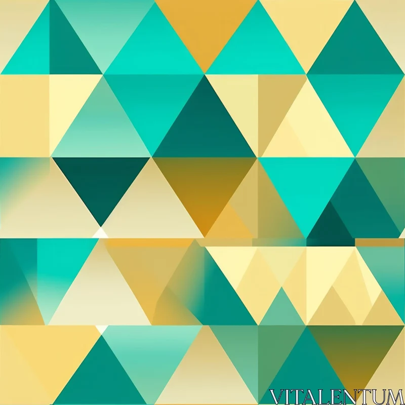 AI ART Teal, Green, Yellow Triangle Geometric Pattern