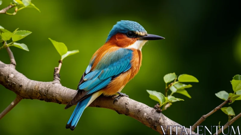 Beautiful Colorful Bird on Branch AI Image