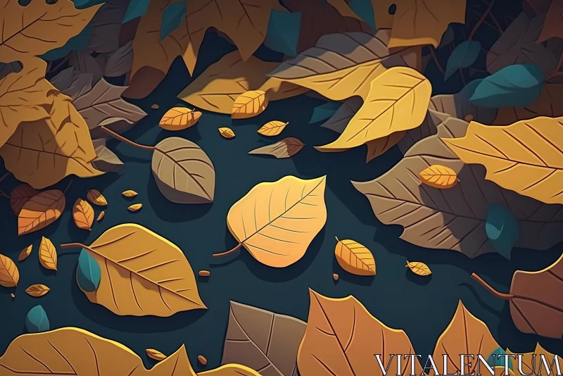 AI ART Captivating Autumn Leaves Illustration on a Dark Background