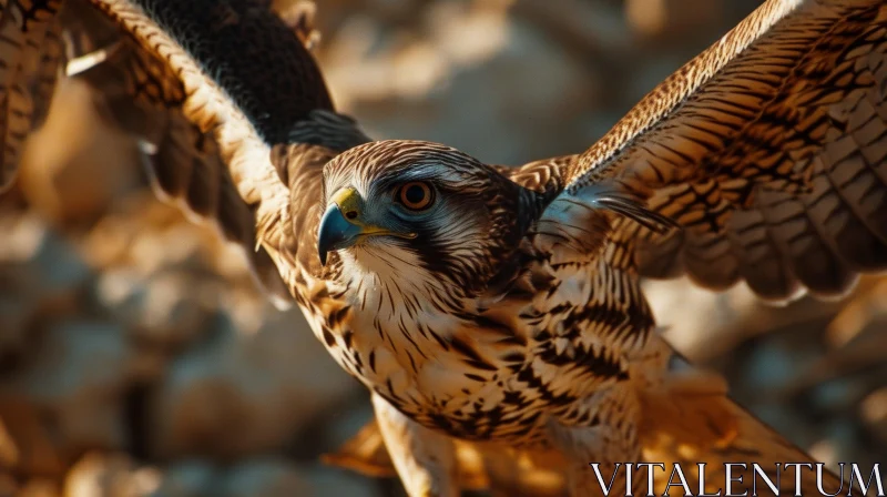 Close-Up Falcon Photography: Graceful Wings in Flight AI Image