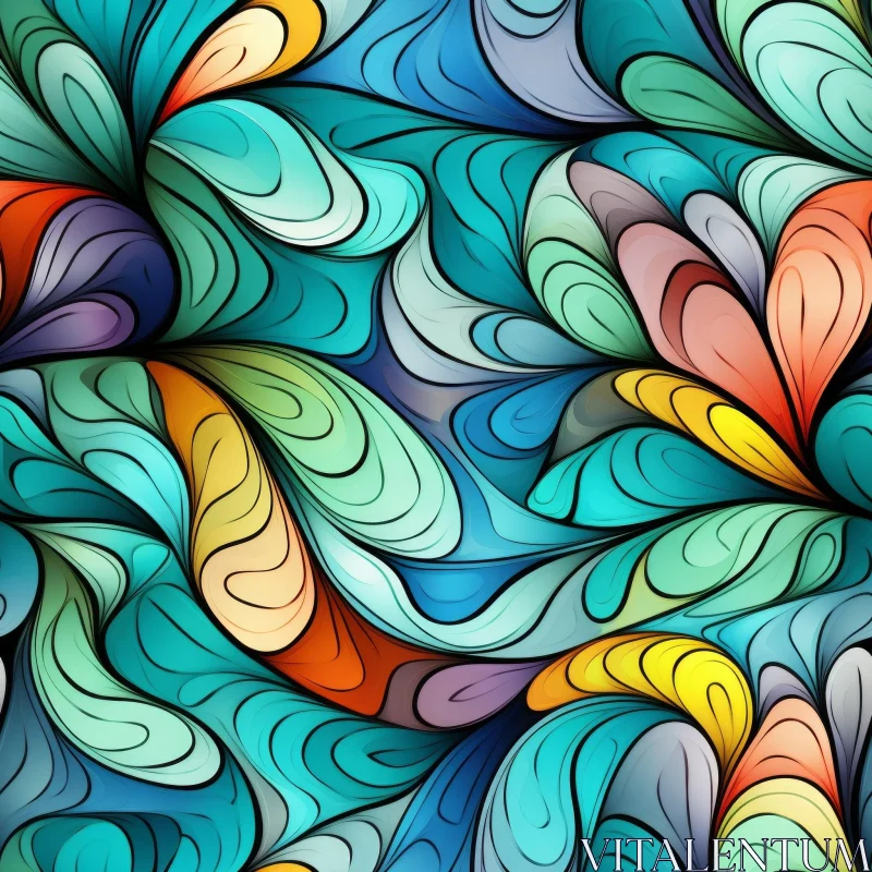 Colorful Abstract Flowers Pattern for Design Projects AI Image