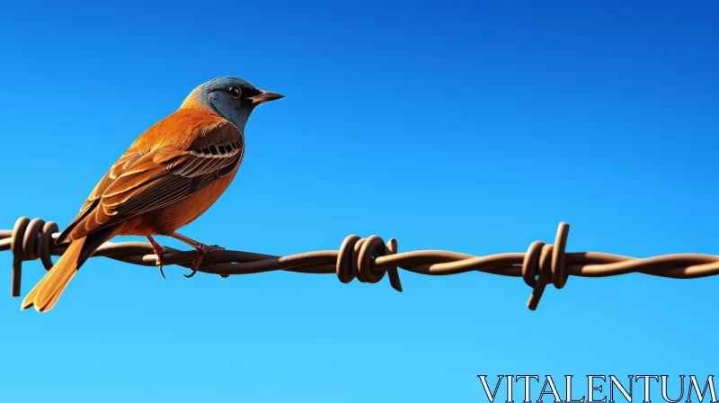 Colorful Bird Perched on Rusty Fence in Nature AI Image