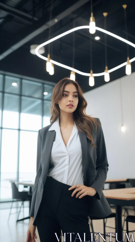 Confident Woman in Modern Office Setting