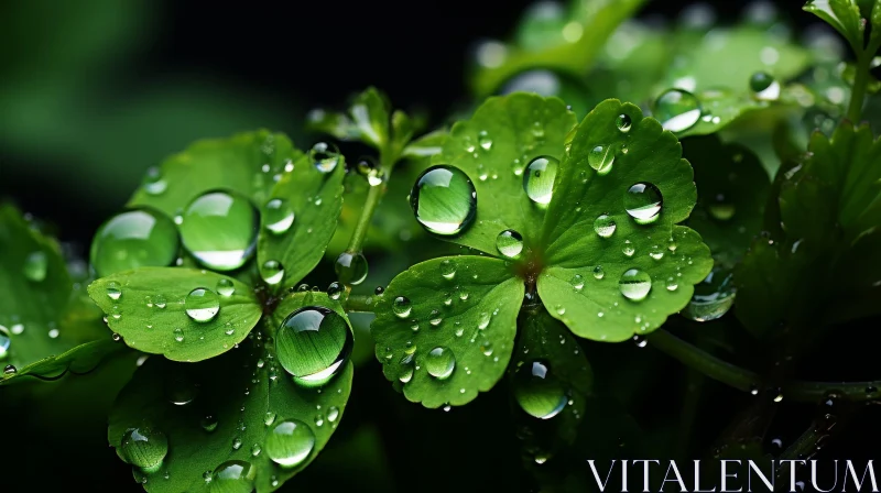 Four-Leaf Clover Close-Up in Natural Light AI Image