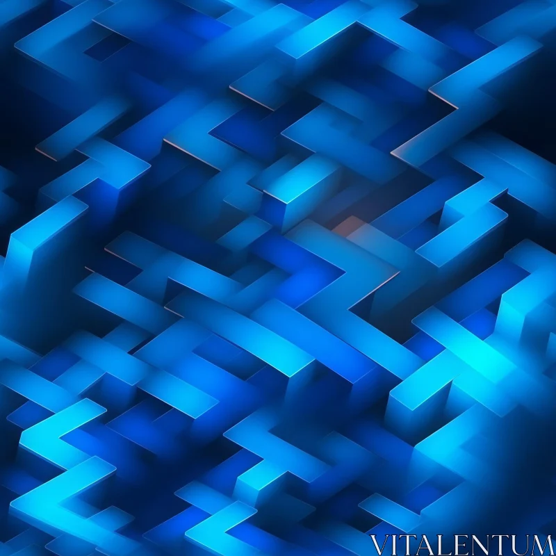 Intricate Blue Abstract Maze Pattern AI Image