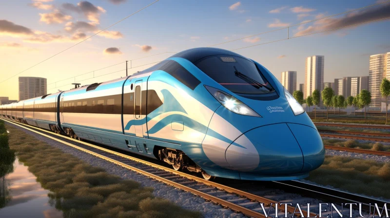 Modern High-Speed Train in Urban City | Transport Image AI Image