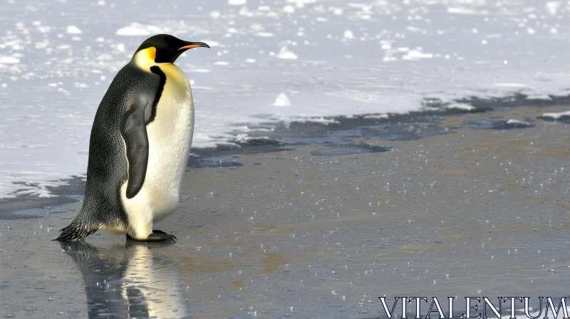 Penguin on Ice - Wildlife Photography AI Image