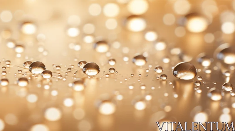 Reflective Water Droplets on Gold Surface