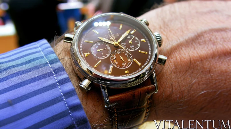 Stylish Watch on Man's Wrist | Close-Up Photo AI Image