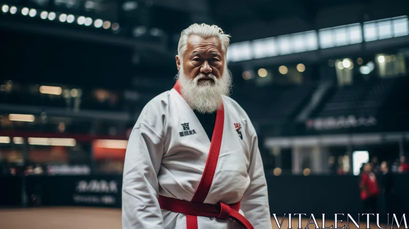 Asian Man Portrait in Karate Gi AI Image