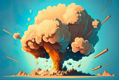 Captivating Explosion Art: A Fusion of Cartoon Realism and Nuclear Art