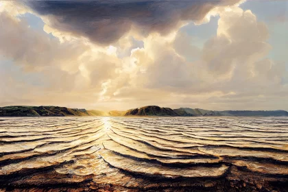 Captivating Surreal Seascape: Flowing Water and Realistic Landscapes