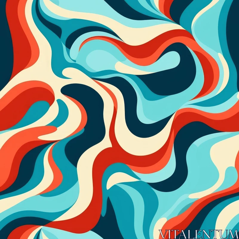 Colorful Abstract Painting with Wavy Pattern AI Image