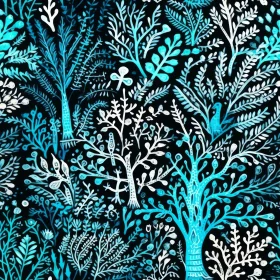 Enchanted Blue and White Tree Pattern