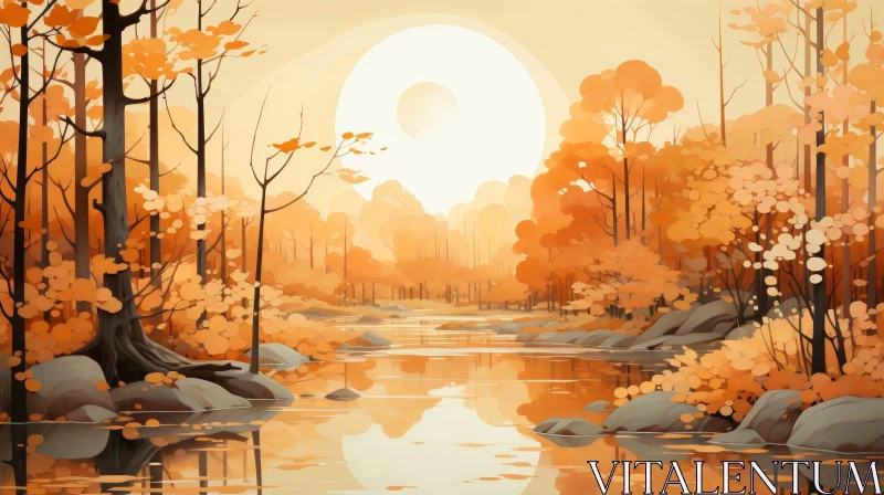 Majestic Forest in Autumn: A Serene Landscape AI Image