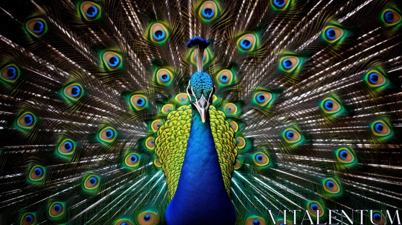 Male Peacock Feather Display AI Image