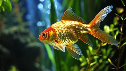 Orange and White Goldfish Swimming in Aquarium