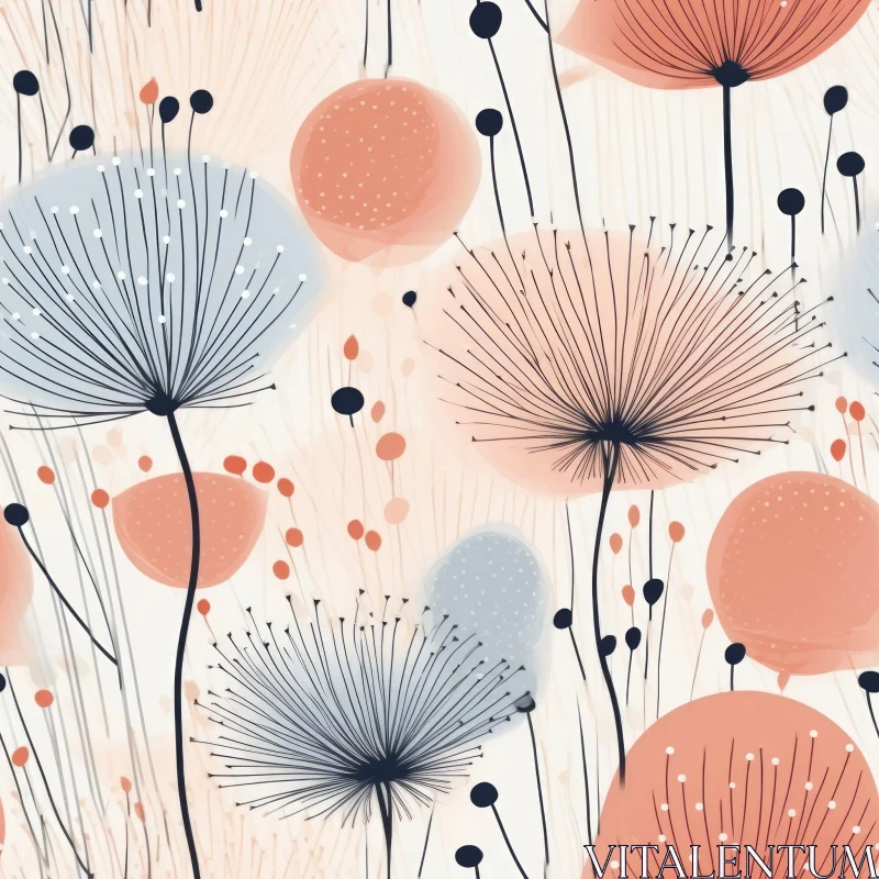 Pink and Blue Floral Seamless Pattern AI Image