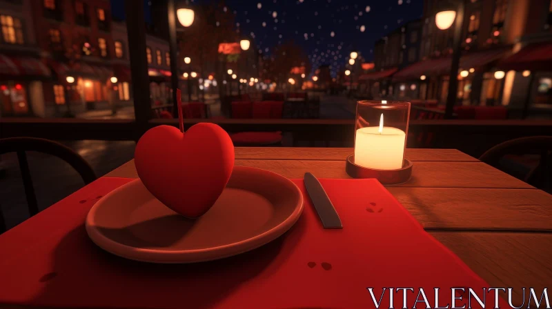 Romantic Dinner Table Setting - 3D Rendering AI Image