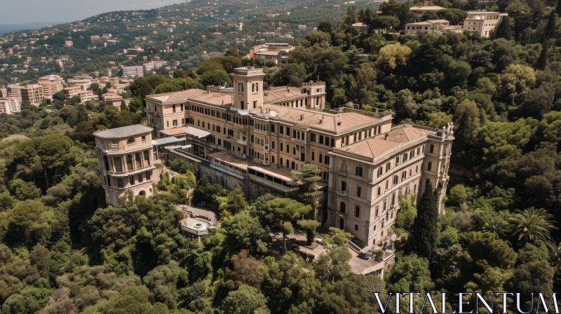 Aerial Photo of Beautiful Mansion with Stunning City View AI Image