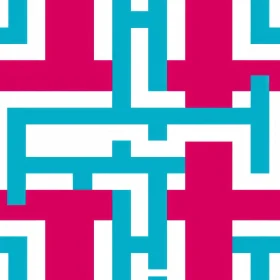 Blue and White Geometric Pattern on Pink Background