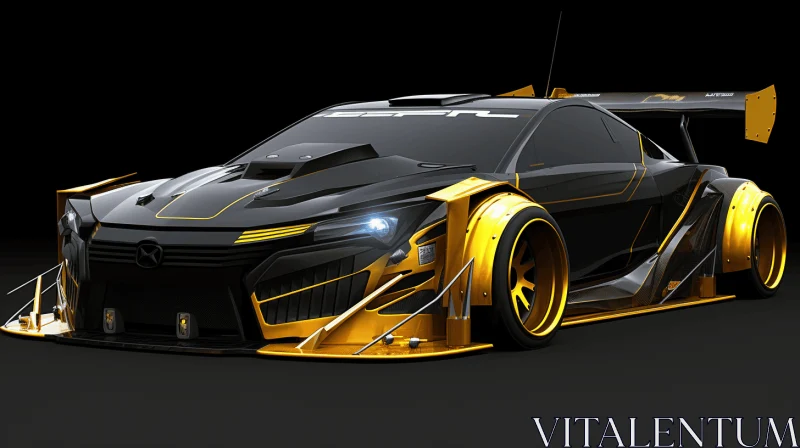 AI ART Captivating Gold and Black Race Car in Futuristic Anime Style