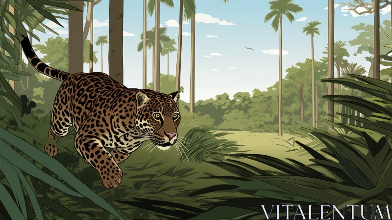 Jungle Jaguar Digital Painting AI Image