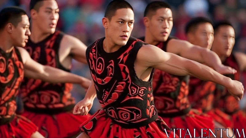Polynesian Male Dancers in Traditional Costumes | Captivating Dance Performance AI Image