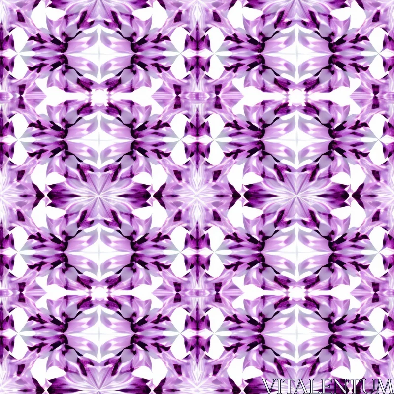 Symmetrical Purple and White Floral Pattern AI Image